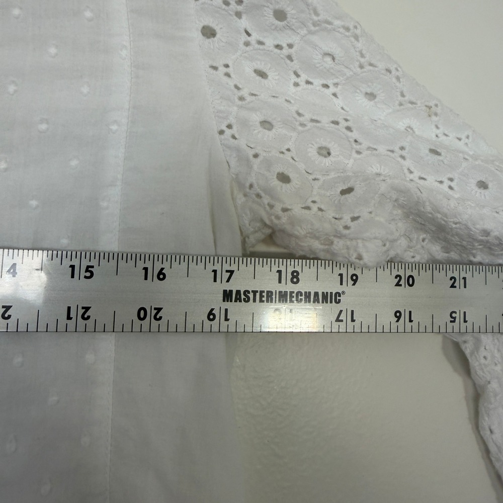 Sundance Womens‎ White Cotton Eyelet Lace Swiss Dot Patchwork Button Shirt XS - Picture 7 of 8